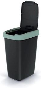 Coș de gunoi cu capac colorat, 12 l, verde/negru