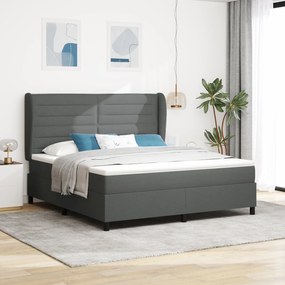vidaXL Pat cu saltea Gri Închis 180x200 cm, material