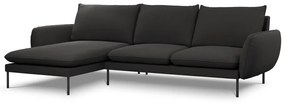 Coltar tapitat Vienna 5 locuri plusat/picioare negre – L255 x l170 x h95