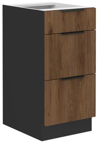 Dulap inferior de bucătărie Monzesa 40 D 3S BB (nuc okapi + negru) . 1096940