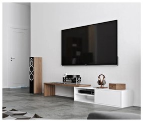 Comodă TV TemaHome Move, alb - cu aspect de lemn de nuc
