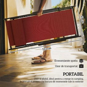 Outsunny Set de 2 Sezlonguri Rabatabile din Aluminiu și Textilene, Design Modern, pentru Terasă și Grădină, Roșu | Aosom Romania
