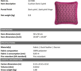 Perna decorativa design LUX Doris S pink, 50x50cm