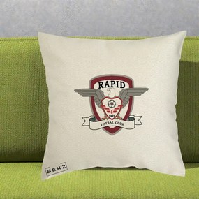 Perna Personalizata Rapid Fotbal Club 1923, 40x40 cm, Ecru, Husa Detasabila, Perna Inclusa, BEKZ®