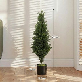 HOMCOM Set 2 plante artificiale de chiparos, 90 cm, pentru interior și exterior, cu ghiveci, 564 frunze, verde | Aosom Romania