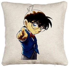 Perna Decorativa Canapea cu Detective Conan, 40x40 cm, Cu fermoar