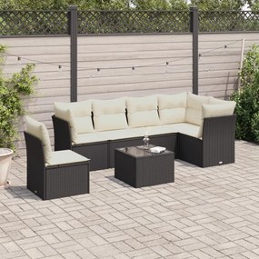 3249545 vidaXL Set canapele de grădină cu perne, 7 piese, negru, poliratan