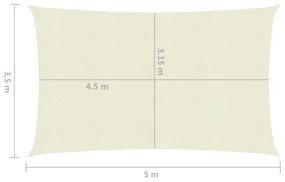 Panza parasolar, crem, 3,5x5 m, HDPE, 160 g m   Crem, 3.5 x 5 m