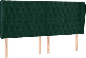 vidaXL Tăblie pat cu aripioare verde închis 203x23x118/128cm catifea