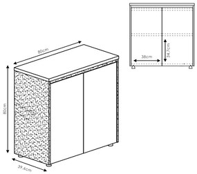 Dulap birou Oscar Maro 160x40x80 cm