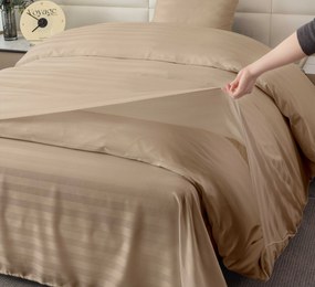 Lenjerie de pat hoteliera din microfibra JASMINE bej - dunga 2 cm, buzunar hotelier Dimensiune lenjerie de pat: 2 buc 70 x 90 cm | 200 x 220 cm
