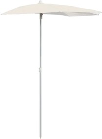 vidaXL Umbrelă de grădină cu stâlp, nisipiu, 180x90 cm, semirotundă