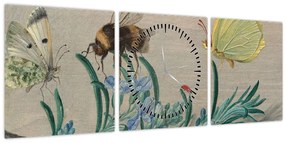 Tablou - Jan van Kessel the Elder, Insects and a Sprig of Rosemary, reproducere (cu ceas) (90x30 cm)