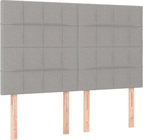 vidaXL Tăblie de pat gri deschis 144x5x118/128 cm, material textil