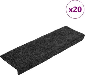 vidaXL Covorașe scări autoadezive, 20 buc., 65x21x4 cm, gri închis, cu margine dreptunghiulară