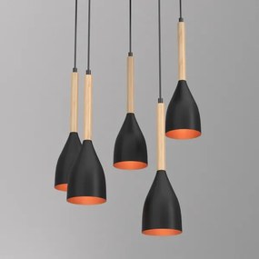 Lustră pe cablu MUZA 5xE27/15W/230V negru/bej/cupru