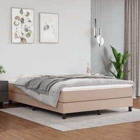 3120705 vidaXL Cadru de pat, cappuccino, 140x200 cm, piele ecologică