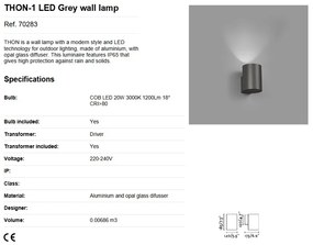 Aplica LED exterior iluminat arhitectural IP65 THON-1