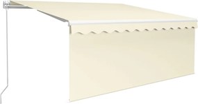 vidaXL Copertină retractabilă manual cu stor&LED, crem, 3,5x2,5 m