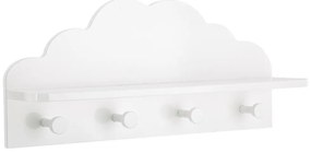 Raft cu 4 umerașe CLOUD, 48 x 22 x 12 cm, alb