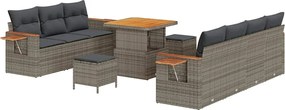 vidaXL Set de canapele pentru grădină cu pernă 10 pcs Gri