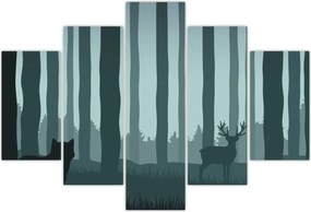 Tablou - Cerb cu lup pe stânci (150x105 cm)