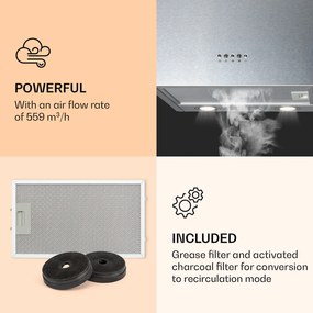 Klarstein Monumenta, hotă murală, aluminiu, 559m³/h, LED, clasa de eficiență energetică B