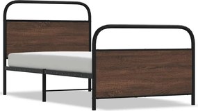 vidaXL Cadru pat fără saltea stejar maro,107x203 cm, lemn prelucrat