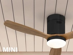 Lustra LED cu Ventilator si telecomanda Siroco MINI negru/nuc
