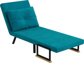 HOMCOM Canapea Extensibilă cu Spătar Reglabil pe 5 Nivele, Canapea Pat Individuală Pliabilă cu Perne, 63x73x81 cm, Albastru | Aosom Romania