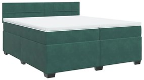 3286405 vidaXL Pat box spring cu saltea, verde închis, 200x200 cm, catifea