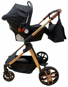 Carucior 3 in 1 transformabil in mod sport cu landou si geanta, 0-36 luni, Negru - CPC-12-negru
