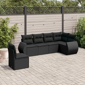 3253762 vidaXL Set mobilier de grădină cu perne, 6 piese, negru, poliratan