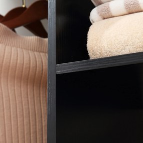 HOMCOM Șifonier cu șinar Mobilier de Depozitare 6 roți 120L x 40l x 128H cm din lemn Negru | Aosom Romania