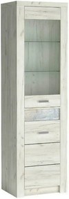Vitrina INDIANAPOLIS I4, stejar craft alb, PAL laminat/furnir ABS/meta