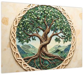 Tablou pe sticlă – Arborele vieții împletit (70x50 cm)