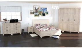 Dormitor Dynasty MDF Sonoma cu pat pentru saltea 140x200 cm