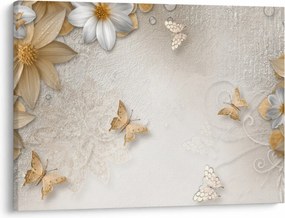 Tablou - Flori cu fluturi (70x50 cm)