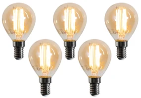 Set de 5 becuri LED E14 G45 aurii 2W 180 lm 2100K