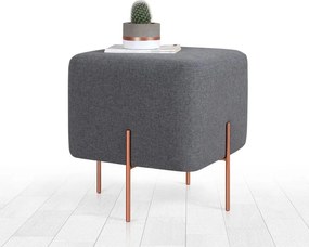 Taburet COPPER 59, stofa clasica gri inchis, 40x40x42 cm