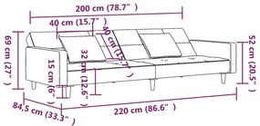 Canapea extensibila cu 2 locuri, 2 perne, rosu vin, catifea Bordo, Fara suport de picioare