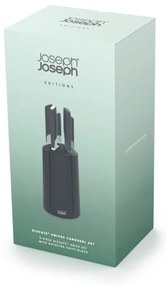 Set de cutite Joseph Joseph Elevate 10541, Otel japonez, Suport rotativ, Fara BPA, Negru/verde