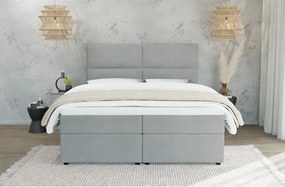 Pat boxspring gri deschis cu spațiu de depozitare 160x200 cm Rico – Ropez