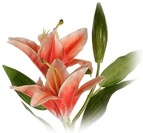 Floare artificială crin de vale portocaliu, două flori și boboc, h. 84 cm