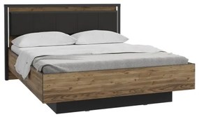 Pat dublu OREN 160x200 cm cu spațiu de depozitare maro/negru