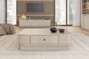 Măsuță de cafea Vesper 103x60 cm cu sertar pe plintă - cashmere / mâner negru