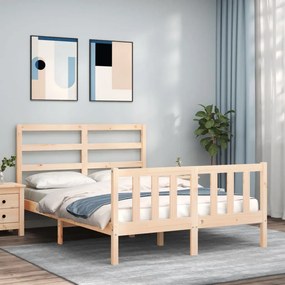 3191876 vidaXL Cadru de pat cu tăblie, dublu mic, lemn masiv