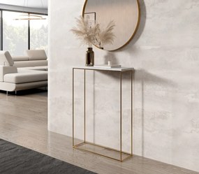 Consolă hol, 60x20x80 cm Sili 1, ADRK Furniture (Culoare: Auriu / Alb)