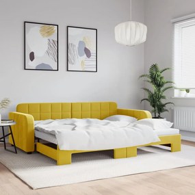 3196934 vidaXL Pat de zi cu extensie, galben, 90x200 cm, catifea