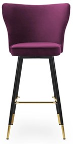 Scaun de bar Modena burgundy picioare negru/gold - H60 cm